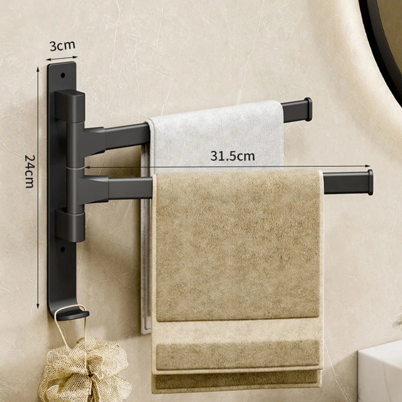 Space Aluminum Rotatable Towel Rack - Wall Mounted Towel Storage with 2-5 Bars 13