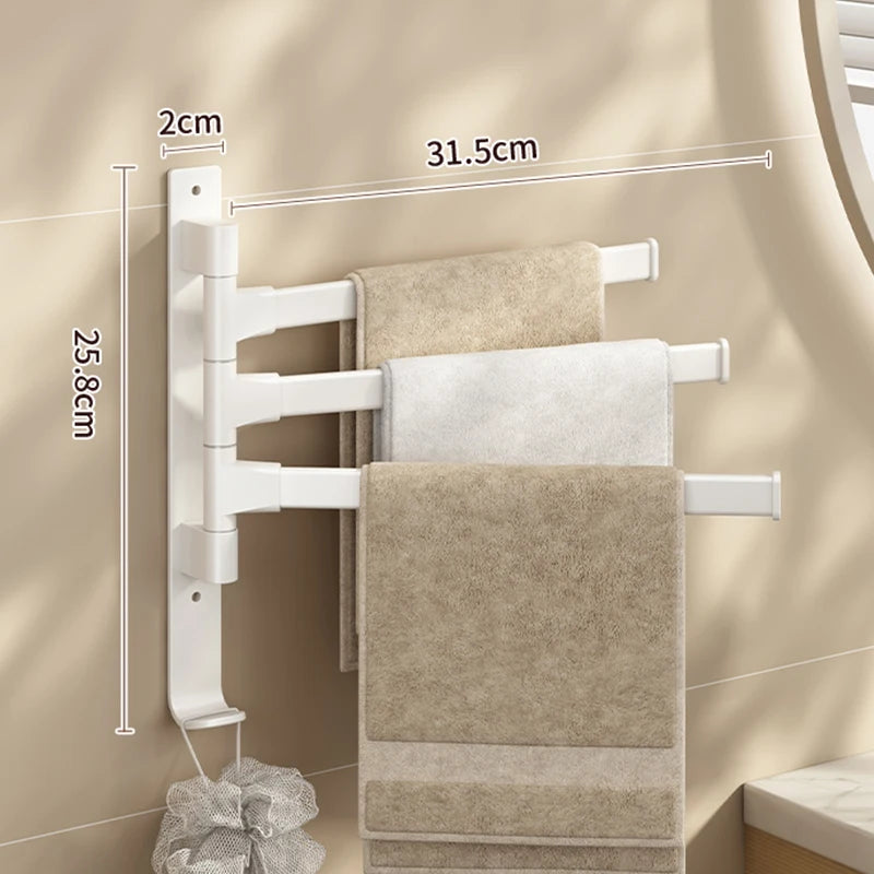 Space Aluminum Rotatable Towel Rack - Wall Mounted Towel Storage with 2-5 Bars 14