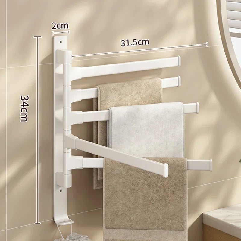 Space Aluminum Rotatable Towel Rack - Wall Mounted Towel Storage with 2-5 Bars 5
