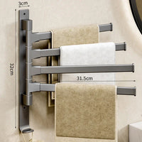 Space Aluminum Rotatable Towel Rack - Wall Mounted Towel Storage with 2-5 Bars 7