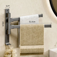 Space Aluminum Rotatable Towel Rack - Wall Mounted Towel Storage with 2-5 Bars 8
