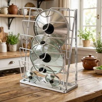 Stainless Steel 5-Tier Wall Mounted Pot Lid Rack & Kitchen Organizer 0