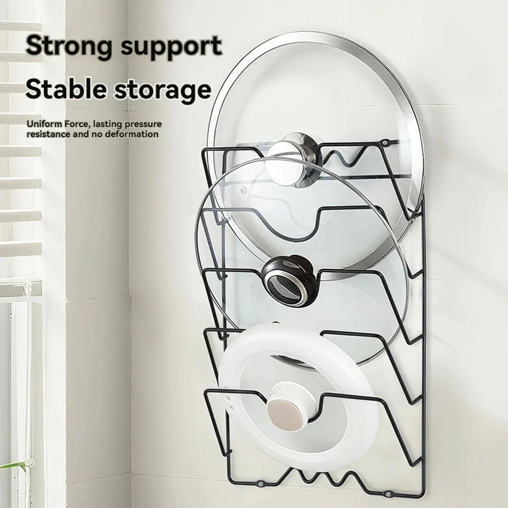 Stainless Steel 5-Tier Wall Mounted Pot Lid Rack & Kitchen Organizer 1