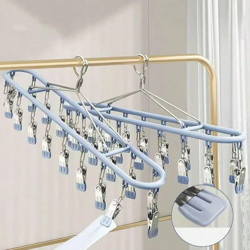 Stainless Steel Clothes Drying Rack with Windproof Hook - Space-Saving Laundry Rack 0
