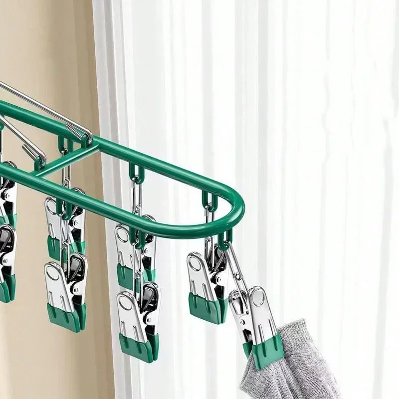 Stainless Steel Clothes Drying Rack with Windproof Hook - Space-Saving Laundry Rack 4
