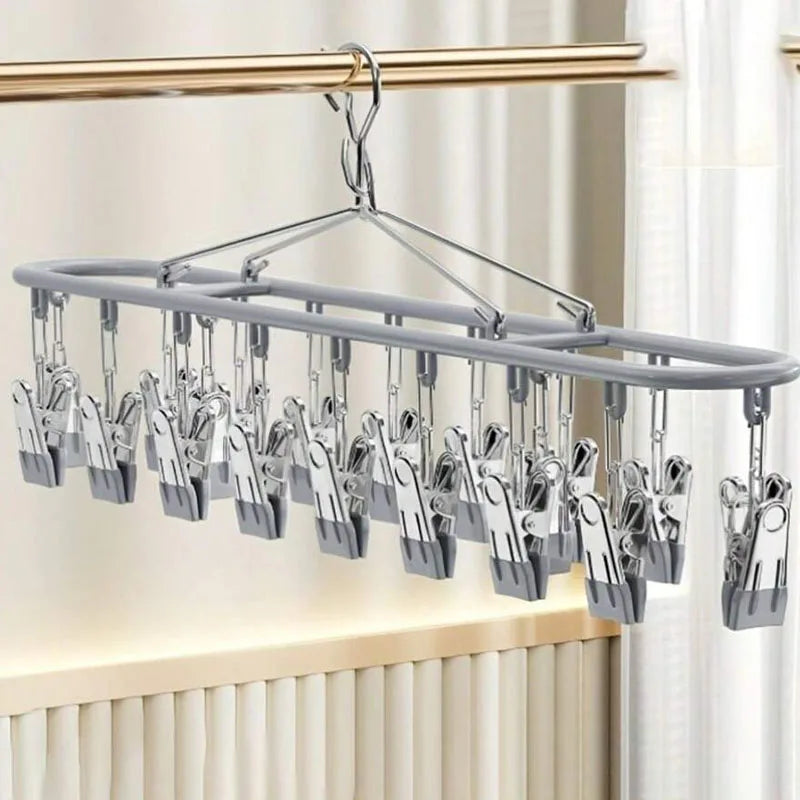 Stainless Steel Clothes Drying Rack with Windproof Hook - Space-Saving Laundry Rack 7