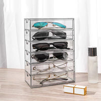 Stylish Acrylic Sunglasses Display Stand with Multiple Drawers - Dustproof Sunglass Rack 0