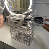 Stylish Acrylic Sunglasses Display Stand with Multiple Drawers - Dustproof Sunglass Rack 1
