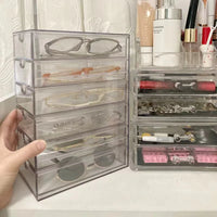 Stylish Acrylic Sunglasses Display Stand with Multiple Drawers - Dustproof Sunglass Rack 4