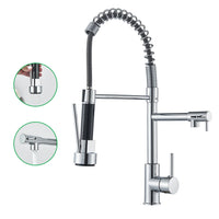 Stylish Chrome Kitchen Faucet with Pull Down Dual Swivel Spout - Best Kitchen Sink Faucets 0