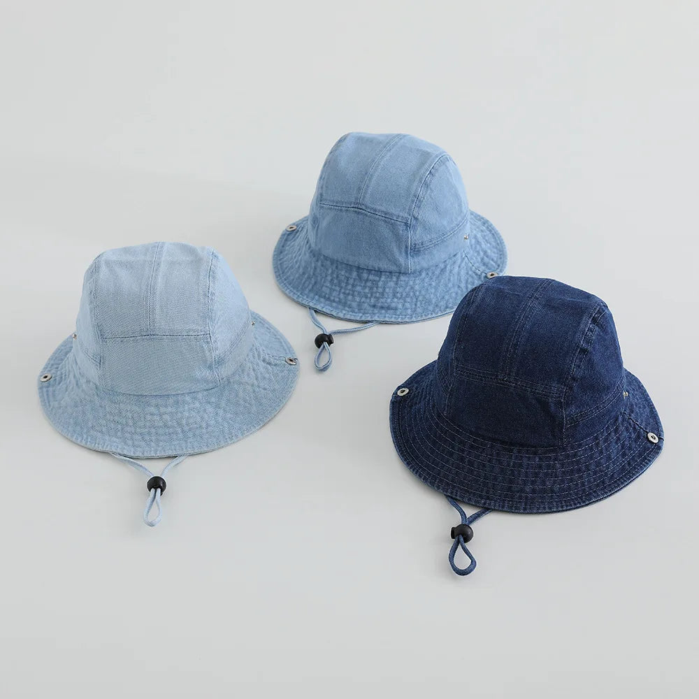 Stylish Kids Washed Denim Bucket Hat - Comfortable Sun Protection for Ages 1-7 3