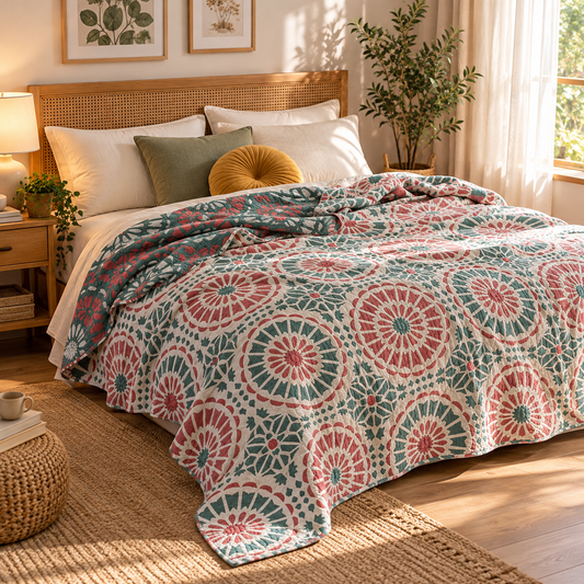 TILEVORA – Reversible Quilted Blanket for Elegant Bedroom Decor