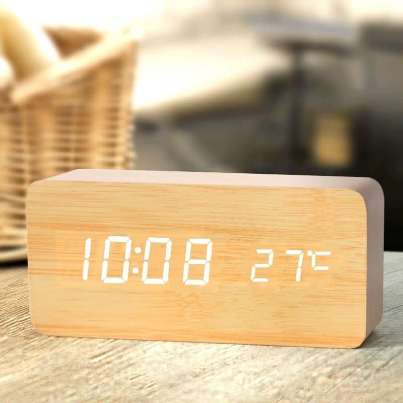 TIMBERGLOW LED Alarm Clock – Digital & Stylish in Natural Wood Design 2