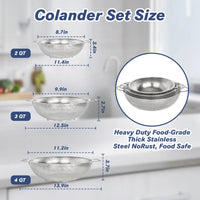 TastyWay - Stainless Steel Colander Set, Durable Kitchen Strainer for Pasta & Vegetables 1