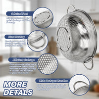 TastyWay - Stainless Steel Colander Set, Durable Kitchen Strainer for Pasta & Vegetables 3
