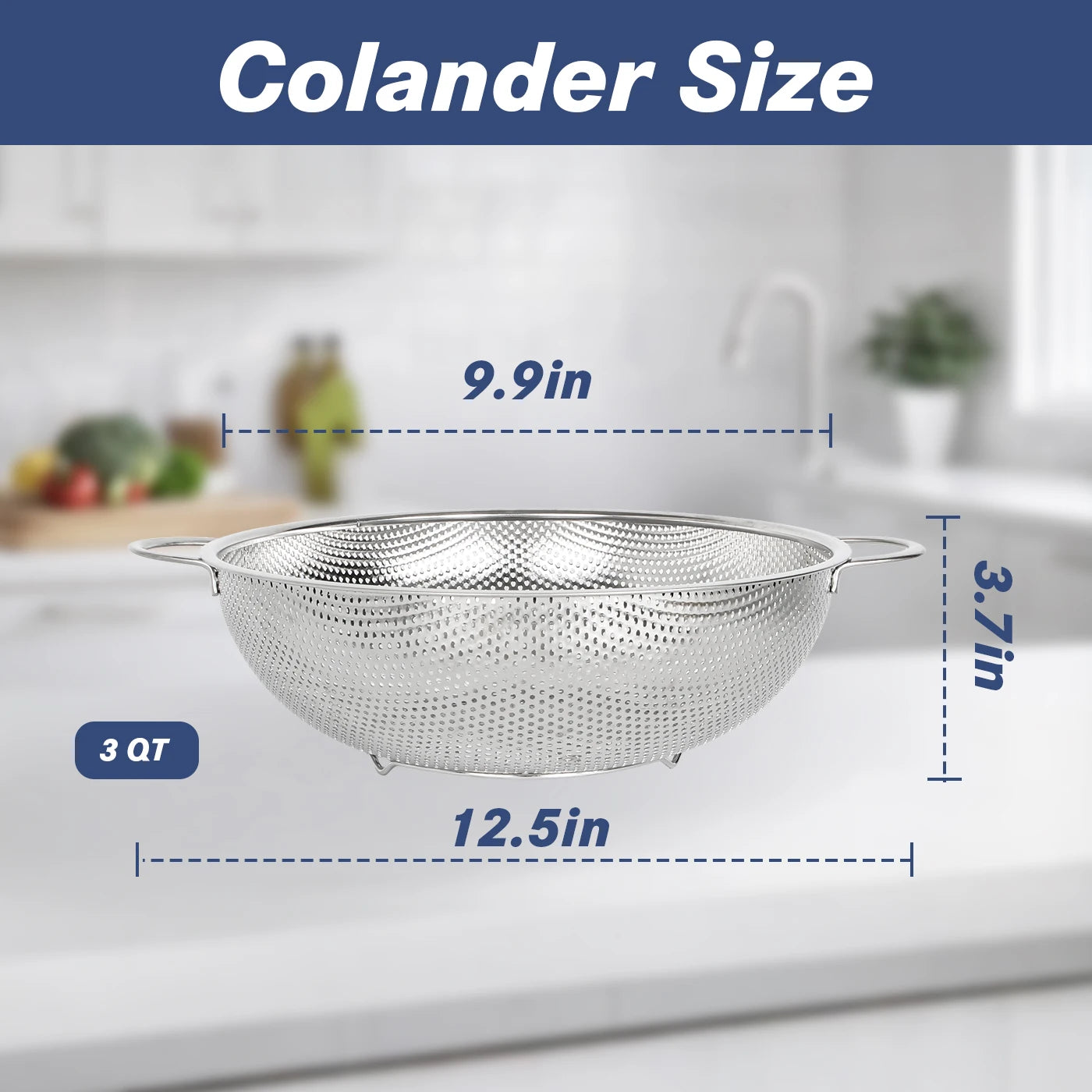 TastyWay - Stainless Steel Colander Set, Durable Kitchen Strainer for Pasta & Vegetables 6