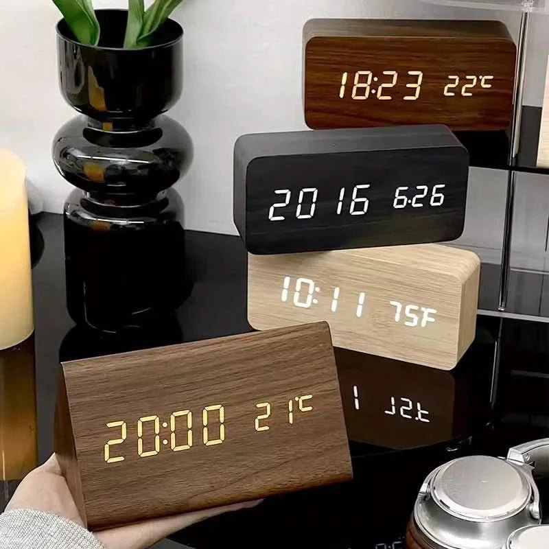 TimberGlow - Digital Alarm Clock with LED Display & Natural Wood Design 3
