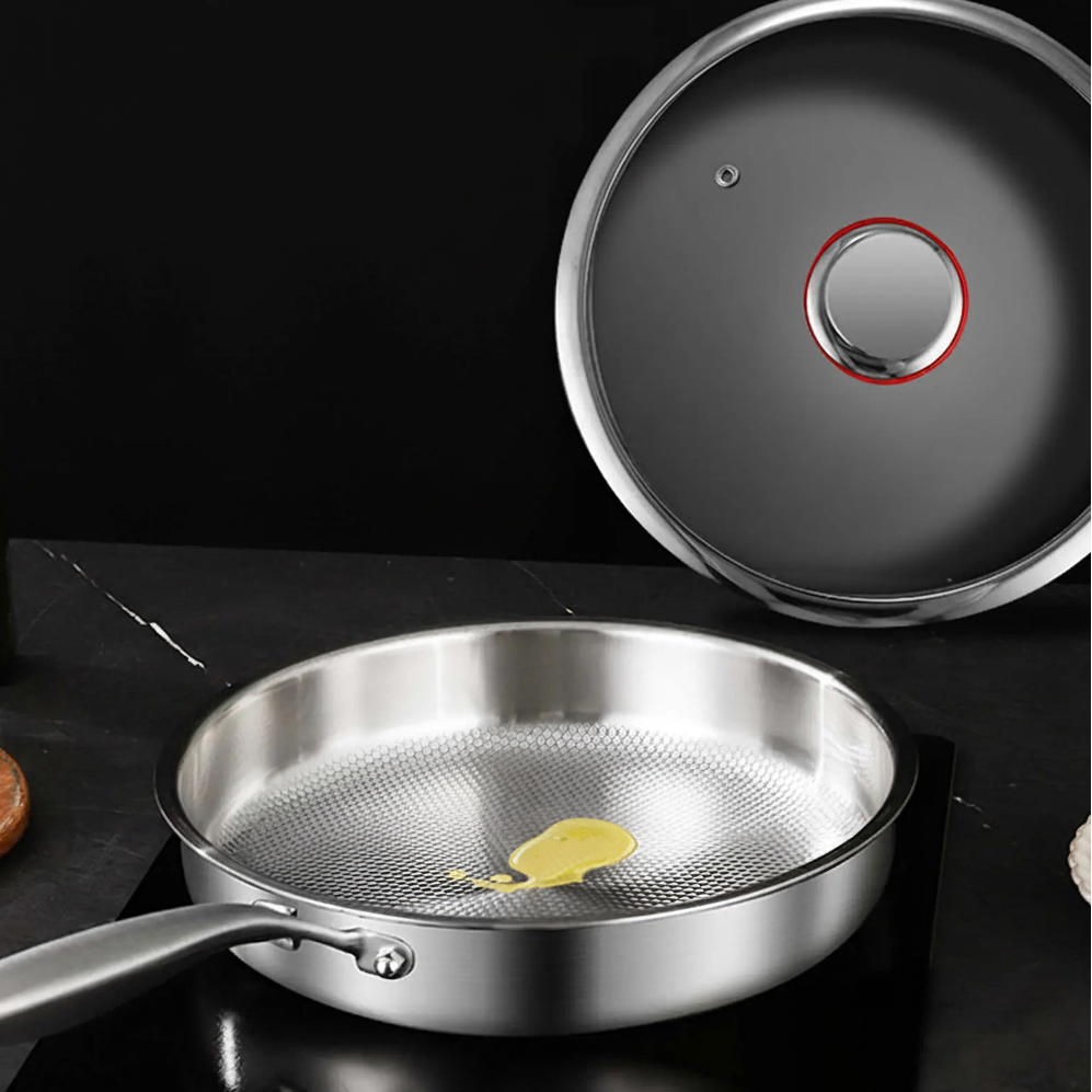 Titanium Alloy Nonstick Frying Pan with Lid - Best Non Stick Pan for Induction Cooking 0