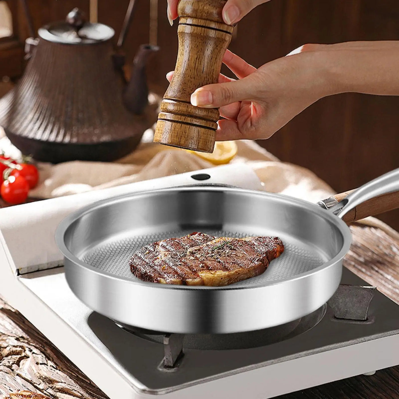 Titanium Alloy Nonstick Frying Pan with Lid - Best Non Stick Pan for Induction Cooking 2