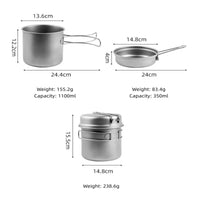 Titanium Camping Cookware Set - Lightweight Portable Pot & Pan for Outdoor Cooking 1