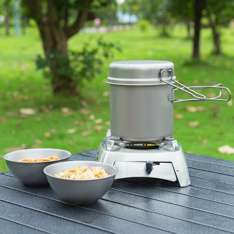 Titanium Camping Cookware Set - Lightweight Portable Pot & Pan for Outdoor Cooking 5