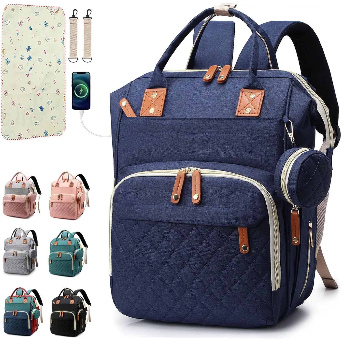 Versatile Diaper Bag Backpack with Changing Pad & Pacifier Case for Parents 11