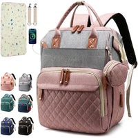 Versatile Diaper Bag Backpack with Changing Pad & Pacifier Case for Parents 12