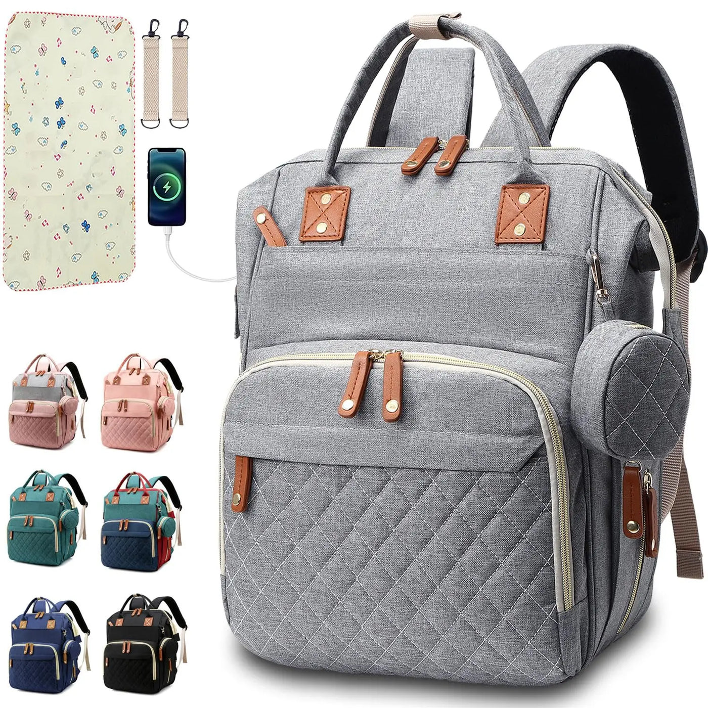 Versatile Diaper Bag Backpack with Changing Pad & Pacifier Case for Parents 8