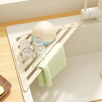 Versatile Foldable Drain Rack - Adjustable Kitchen Sink Organizer with Towel Bar 1