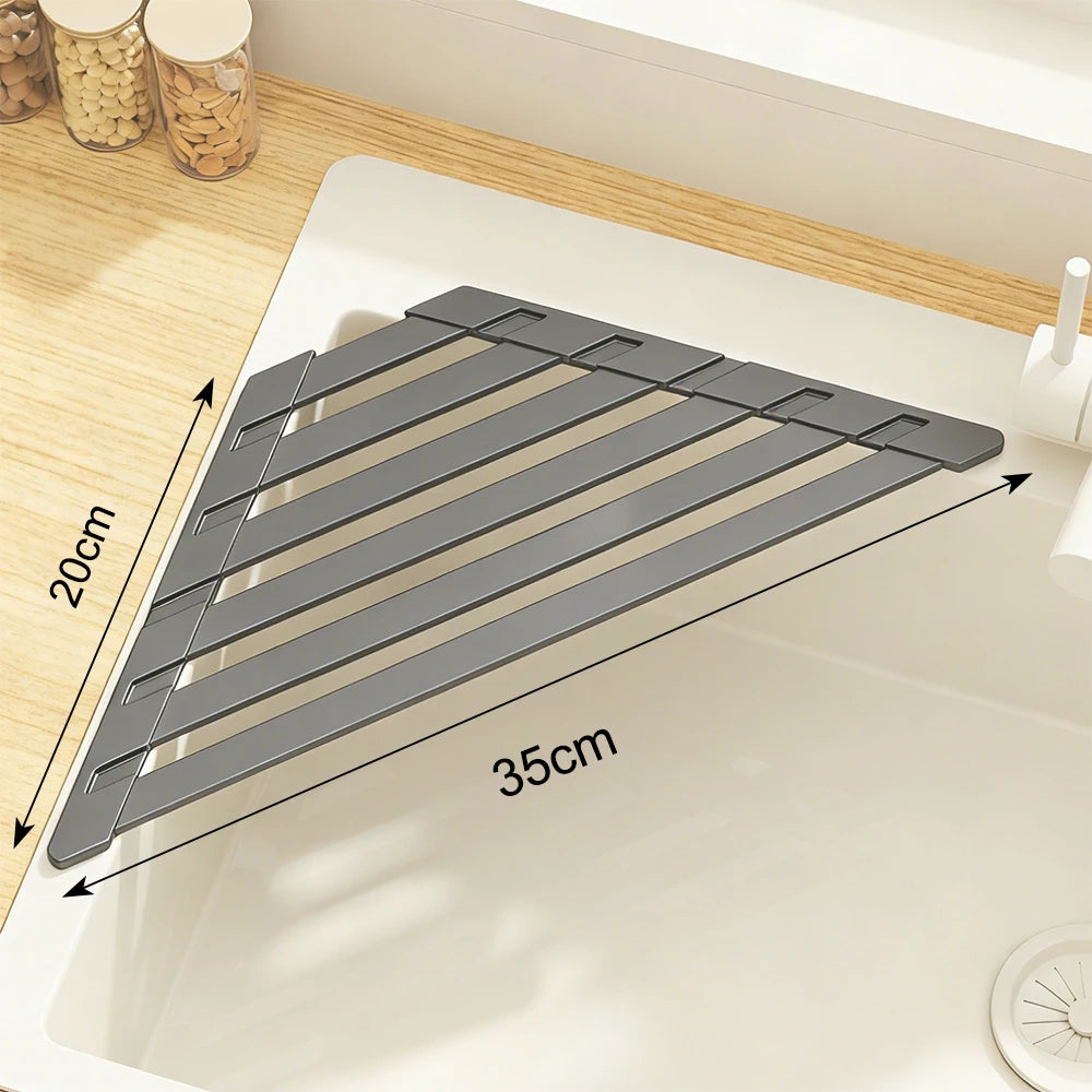 Versatile Foldable Drain Rack - Adjustable Kitchen Sink Organizer with Towel Bar 10