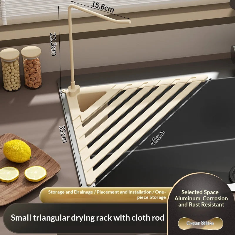 Versatile Foldable Drain Rack - Adjustable Kitchen Sink Organizer with Towel Bar 12