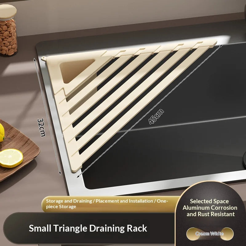 Versatile Foldable Drain Rack - Adjustable Kitchen Sink Organizer with Towel Bar 8