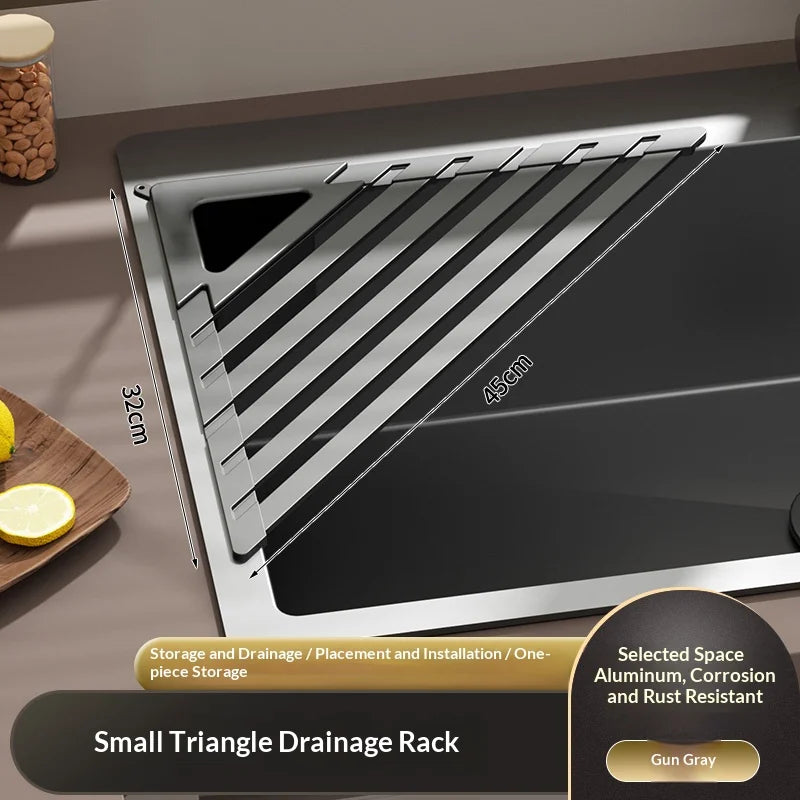 Versatile Foldable Drain Rack - Adjustable Kitchen Sink Organizer with Towel Bar 9