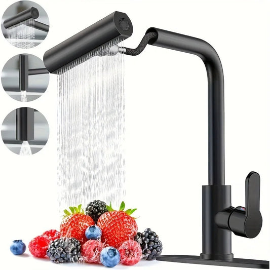 Versatile Kitchen Faucet - 4-Function Pullout Sprayer with Waterfall Design 0