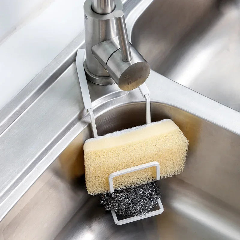 Versatile Kitchen Organizer - Sink Sponge Holder & Dish Cloth Rack in Durable Silicone and Iron 2