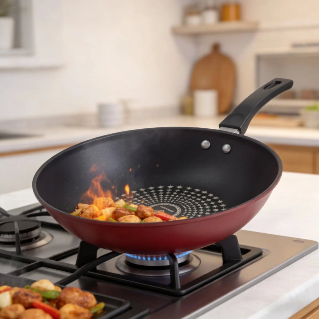 Versatile Non-Stick Induction Wok Pan - Healthy Cooking & Easy Clean 0