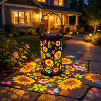 Vibrant Solar Outdoor Lantern - Sunflower Design with Butterfly Cutouts 0