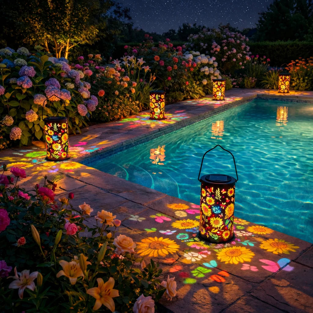 Vibrant Solar Outdoor Lantern - Sunflower Design with Butterfly Cutouts 4