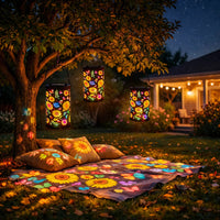 Vibrant Solar Outdoor Lantern - Sunflower Design with Butterfly Cutouts 7