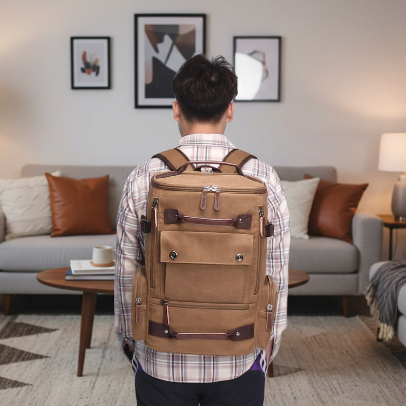 VintageCanvas - Spacious Travel Backpack with Laptop Compartment for Daily Use 3