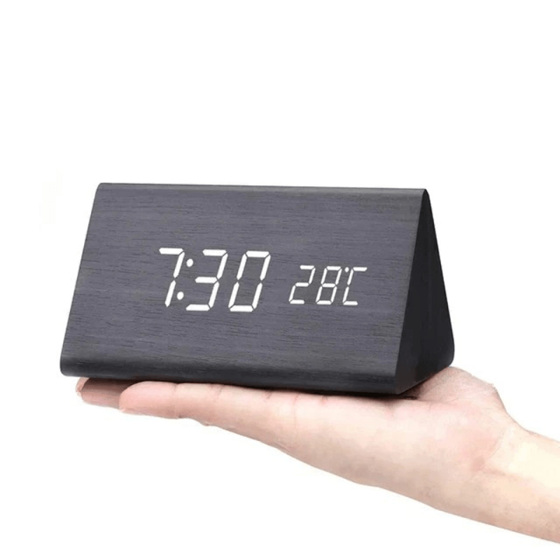 Voice-Controlled LED Alarm Clock with Adjustable Brightness and Wooden Design 13