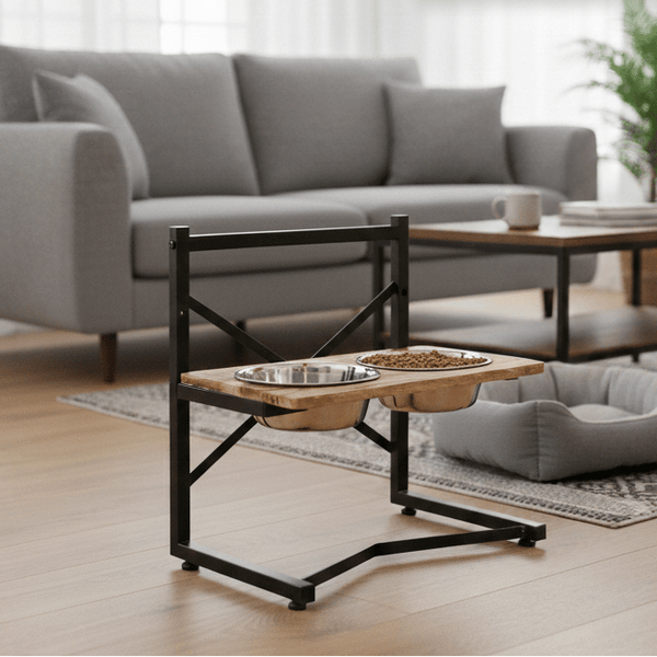 PAWDINER – Station d’alimentation ergonomique avec bols en acier inoxydable