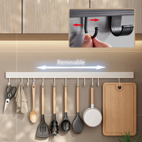 Wall-Mounted Utensil Hooks Rack - Space-Saving Kitchen Organizer with No-Punch Installation 1