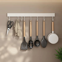 Wall-Mounted Utensil Hooks Rack - Space-Saving Kitchen Organizer with No-Punch Installation 11