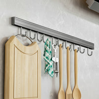 Wall-Mounted Utensil Hooks Rack - Space-Saving Kitchen Organizer with No-Punch Installation 13