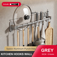 Wall Mounted Kitchen Hook Rack - No-Punch Installation for Utensil Storage 12