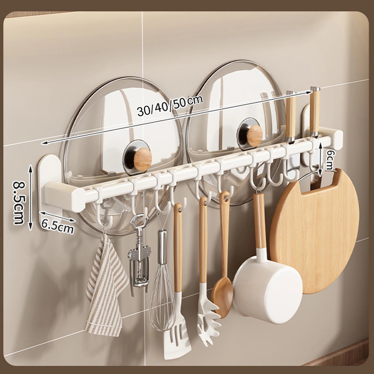 Wall Mounted Kitchen Hook Rack - No-Punch Installation for Utensil Storage 5