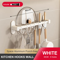 Wall Mounted Kitchen Hook Rack - No-Punch Installation for Utensil Storage 6