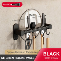 Wall Mounted Kitchen Hook Rack - No-Punch Installation for Utensil Storage 7