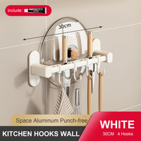 Wall Mounted Kitchen Hook Rack - No-Punch Installation for Utensil Storage 8